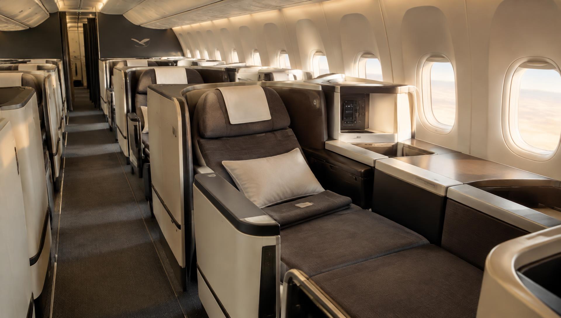 Business Class cabin with lie-flat seats